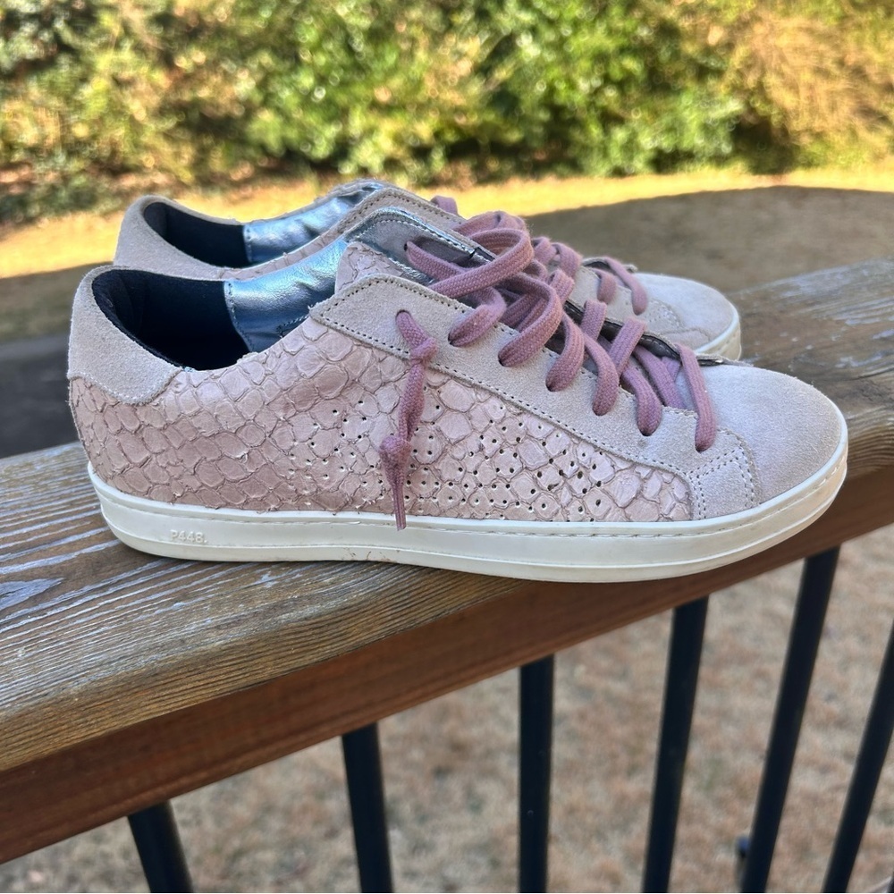 P448 John Pink Snake fashion Stylish Pink Sneakers size 35